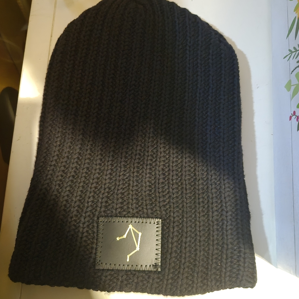 Black Knit Beanie with Libra Logo Patch
